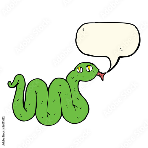 funny cartoon snake with speech bubble