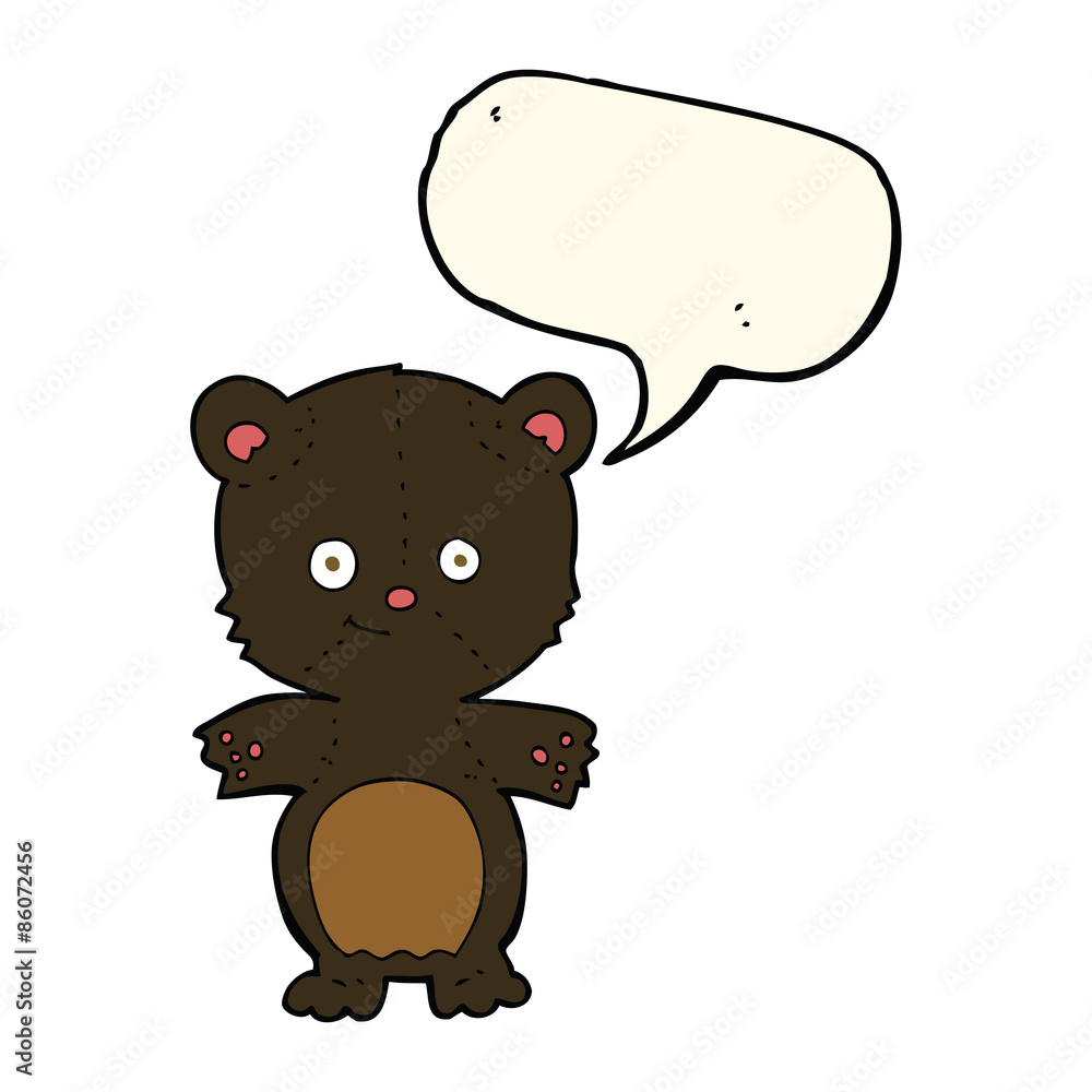 cartoon black bear cub with speech bubble cartoon black bear cub with speech bubble