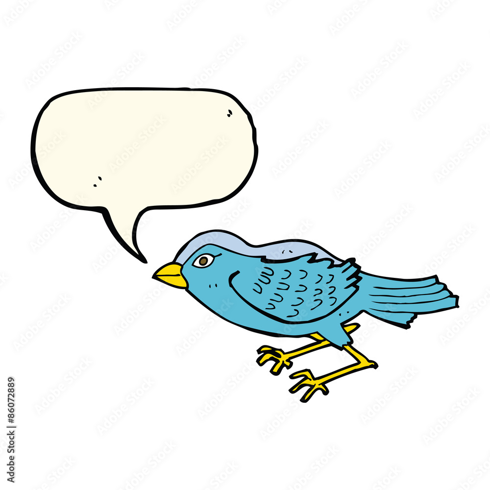 cartoon garden bird with speech bubble cartoon garden bird with speech bubble