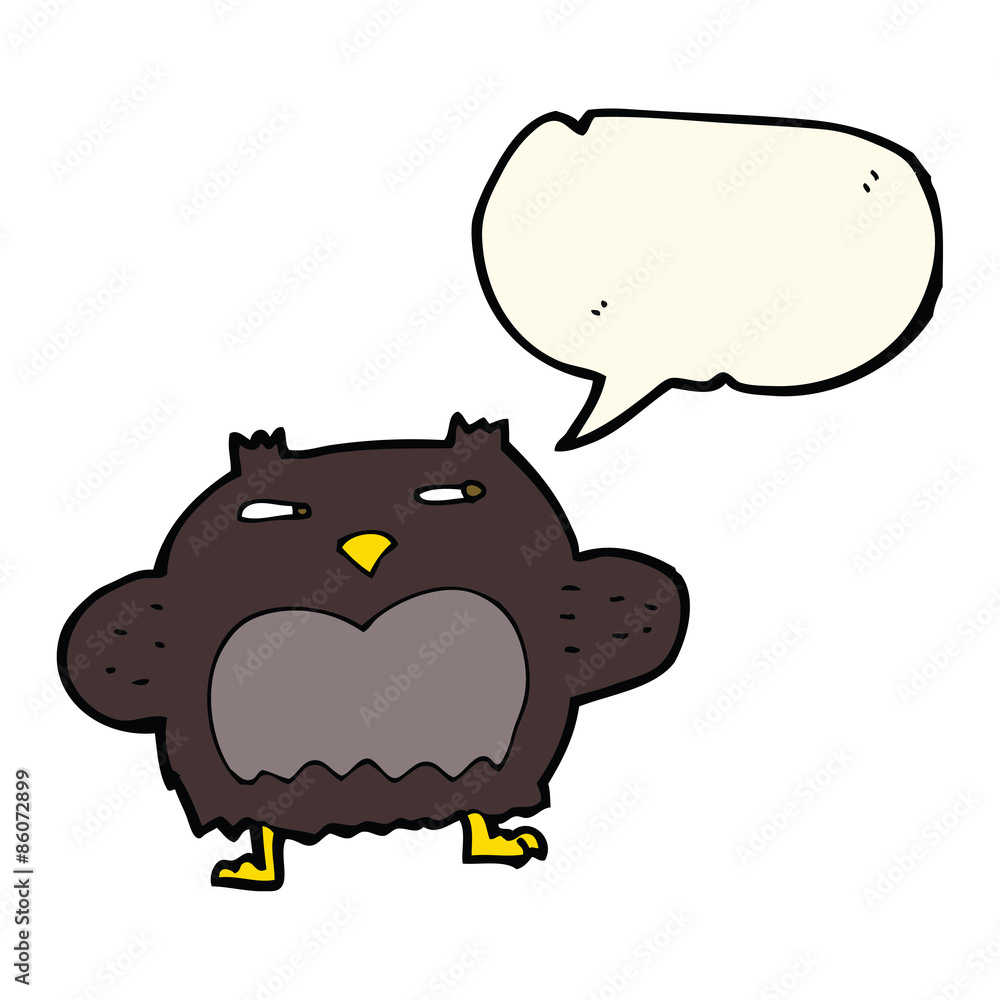 cartoon suspicious owl with speech bubble cartoon suspicious owl with speech bubble