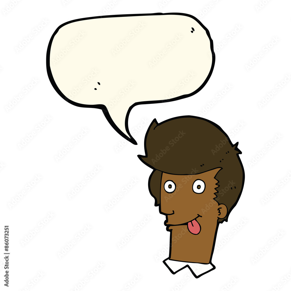 cartoon man with tongue hanging out with speech bubble cartoon man with tongue hanging out with speech bubble