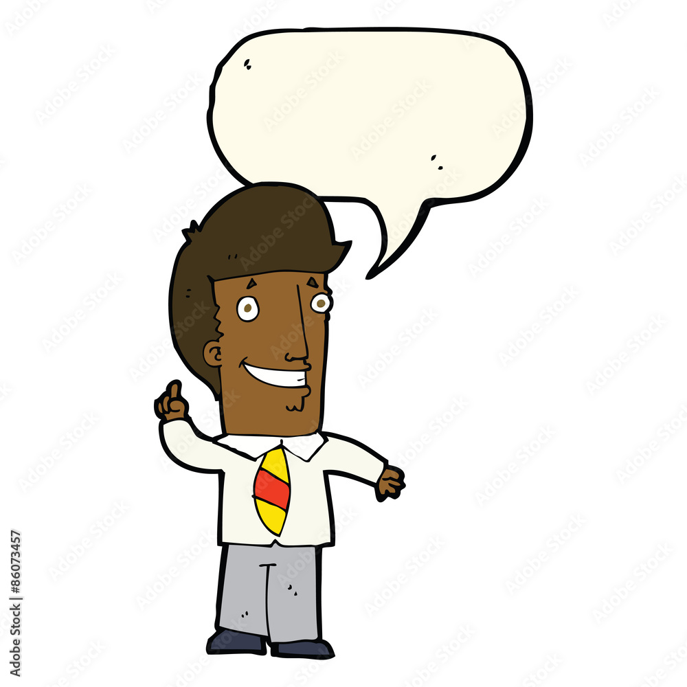 cartoon office man with idea with speech bubble cartoon office man with idea with speech bubble