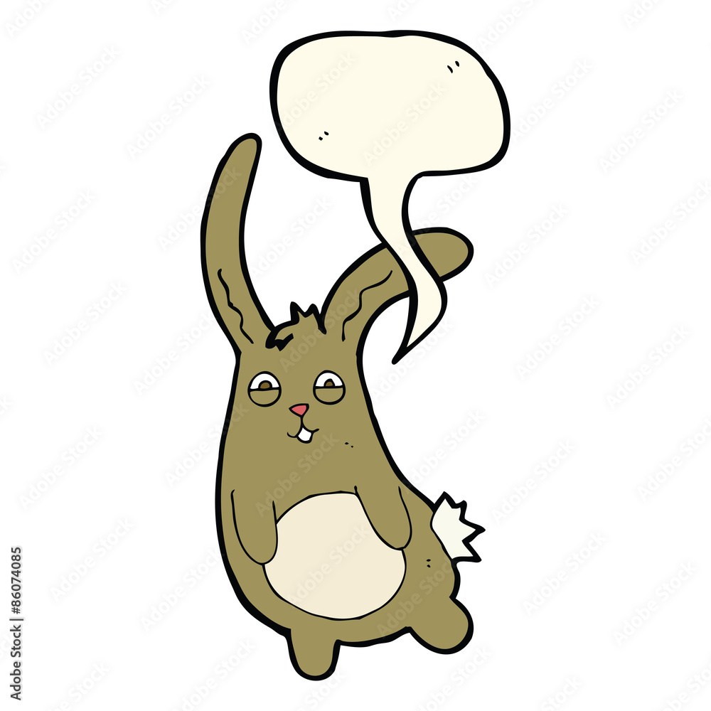 funny cartoon rabbit with speech bubble funny cartoon rabbit with speech bubble