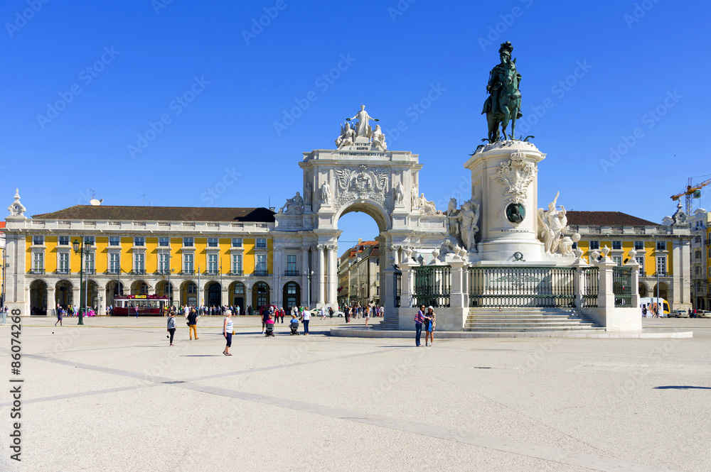 Statue of King Jose I of Portugal in the Commerce Square (Praca do Comercio), Portugal, Lisbon