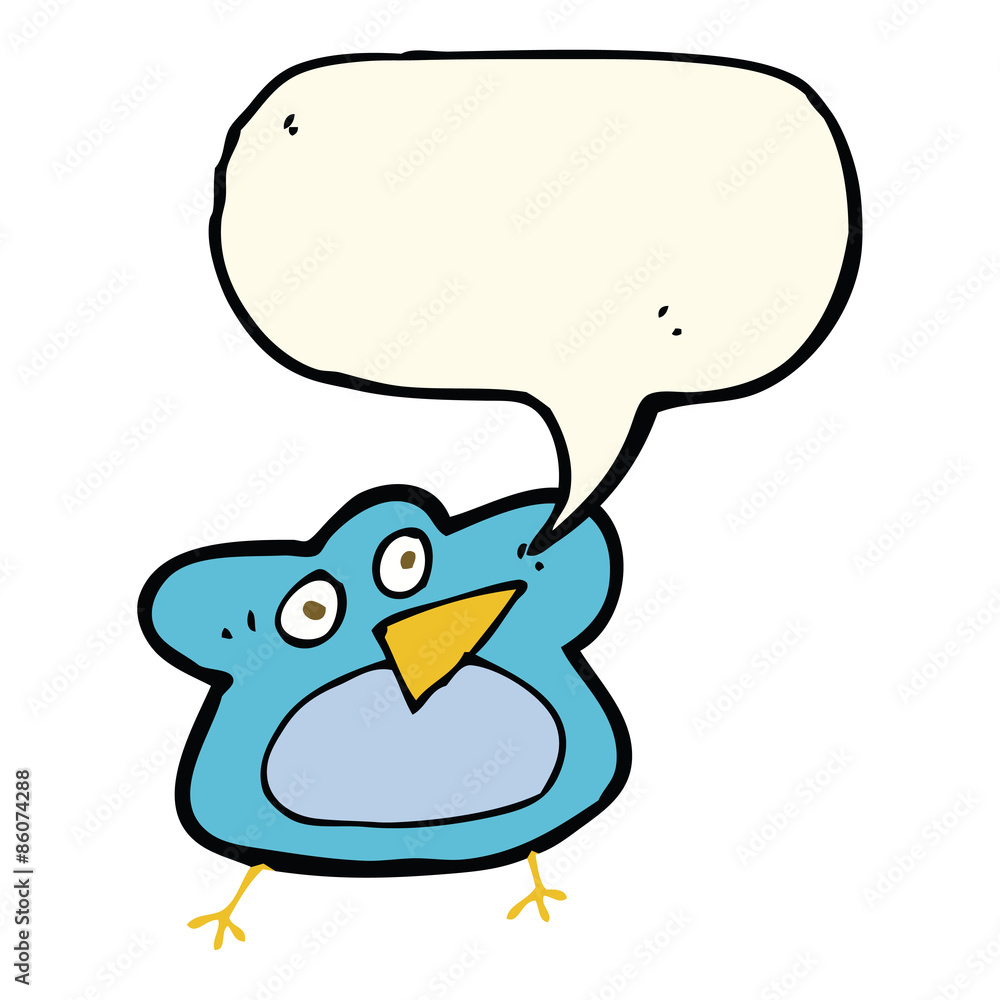 funny cartoon robin with speech bubble