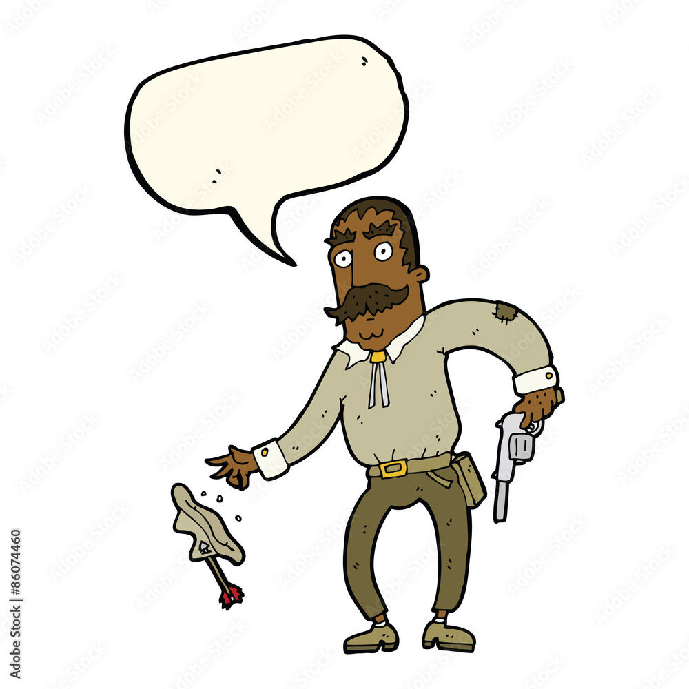 Obraz premium cartoon wild west cowboy with speech bubble