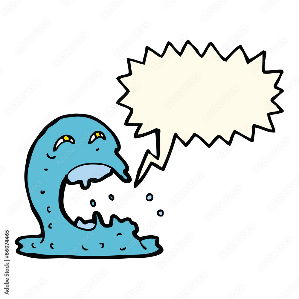 Obraz premium cartoon gross ghost with speech bubble