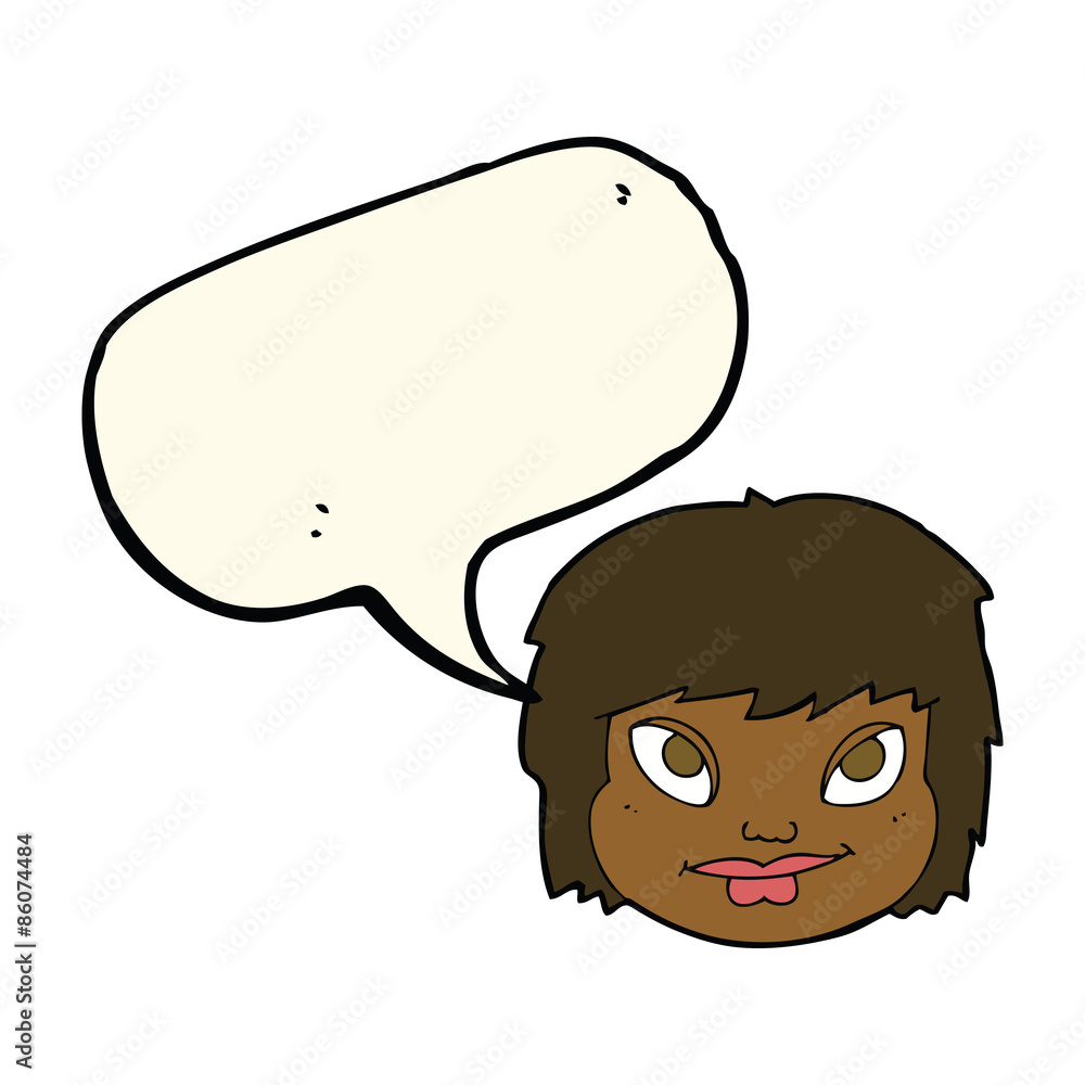 Fototapeta premium cartoon female face with speech bubble