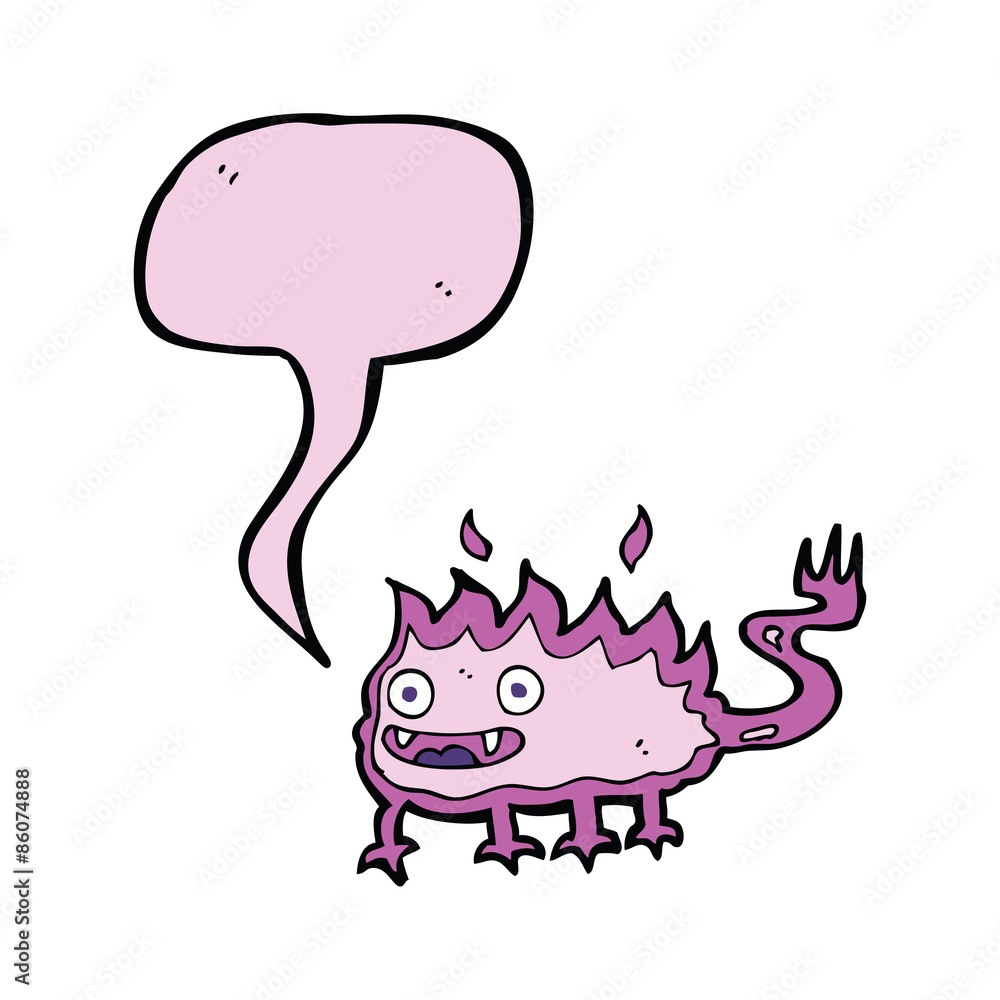 cartoon little fire demon with speech bubble cartoon little fire demon with speech bubble