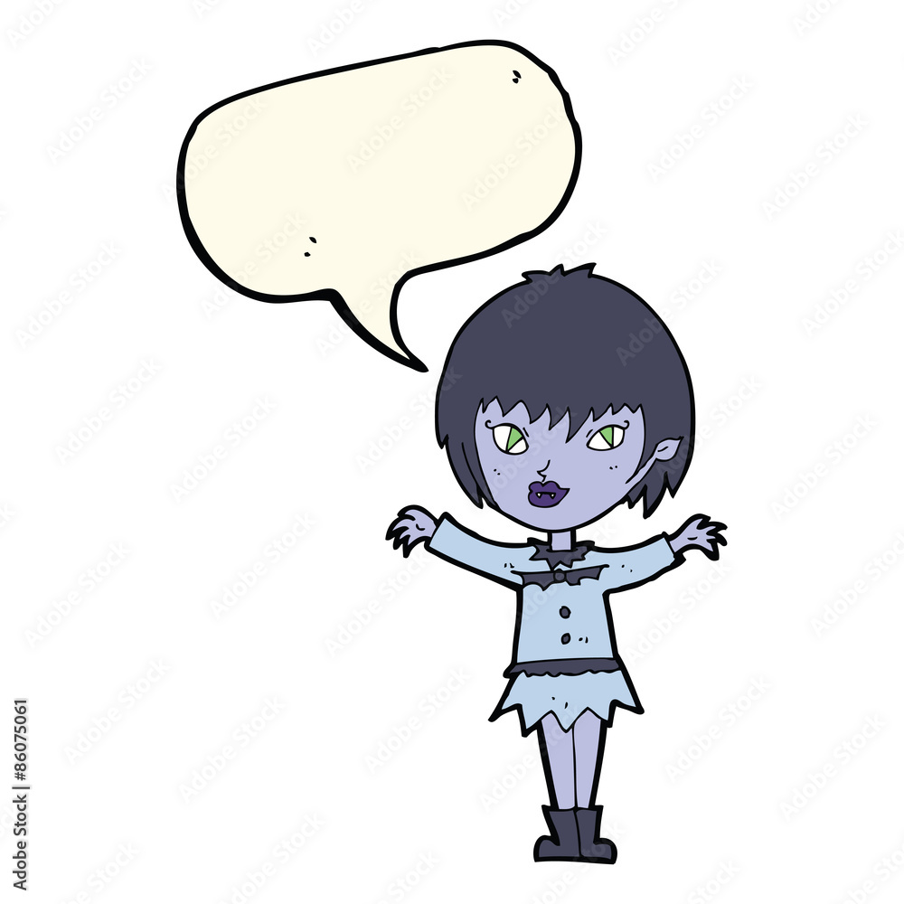 cartoon vampire girl with speech bubble cartoon vampire girl with speech bubble