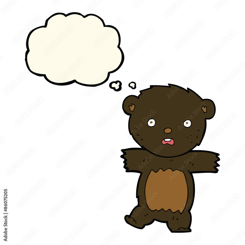 cartoon shocked black bear cub with speech bubble cartoon shocked black bear cub with speech bubble