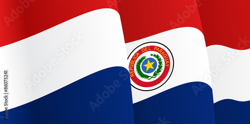 Background with waving Paraguayan Flag. Vector
