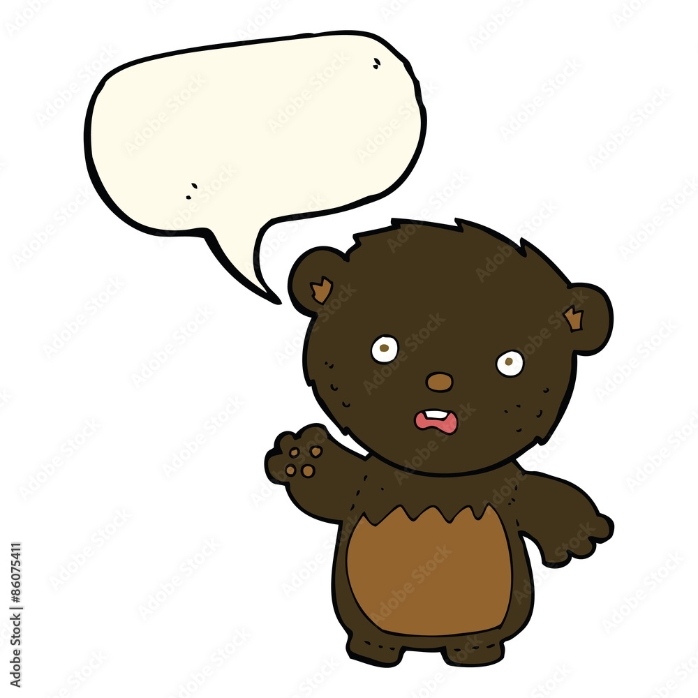 cartoon worried black bear with speech bubble cartoon worried black bear with speech bubble
