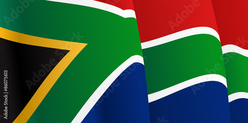 Background with waving South Africa Flag. Vector