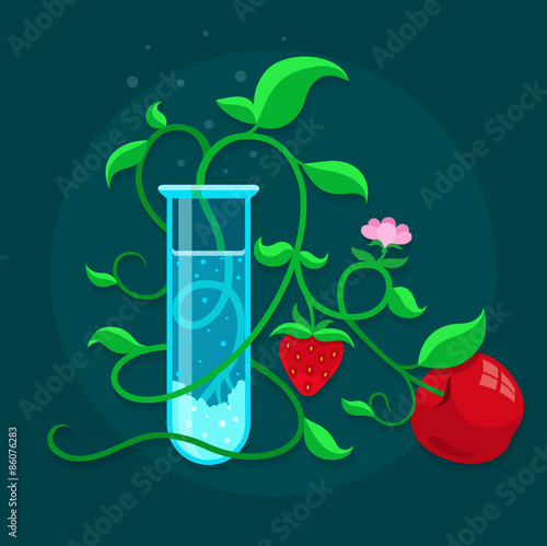 GMO genetically modified foods growing in test-tube. Eps10