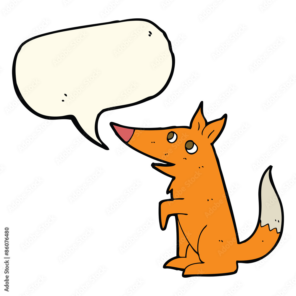 cartoon fox cub with speech bubble cartoon fox cub with speech bubble