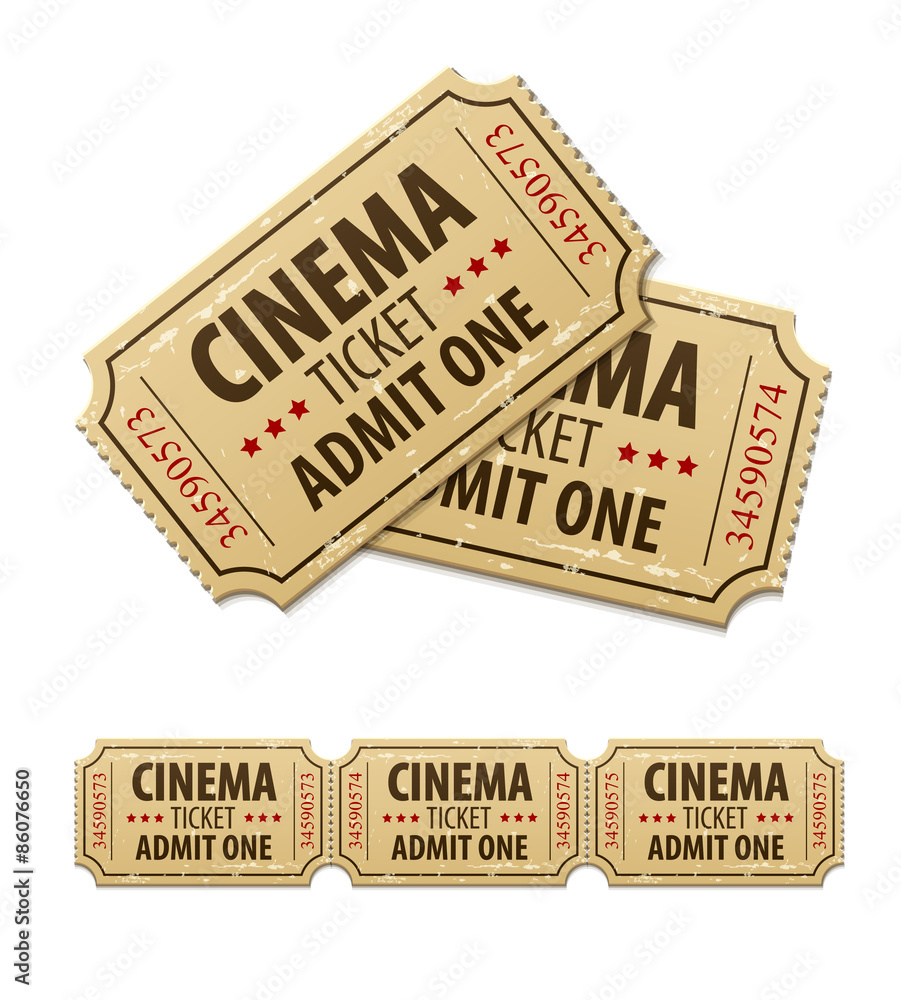 Obraz premium Old cinema tickets for cinema. Eps10 vector illustration.
