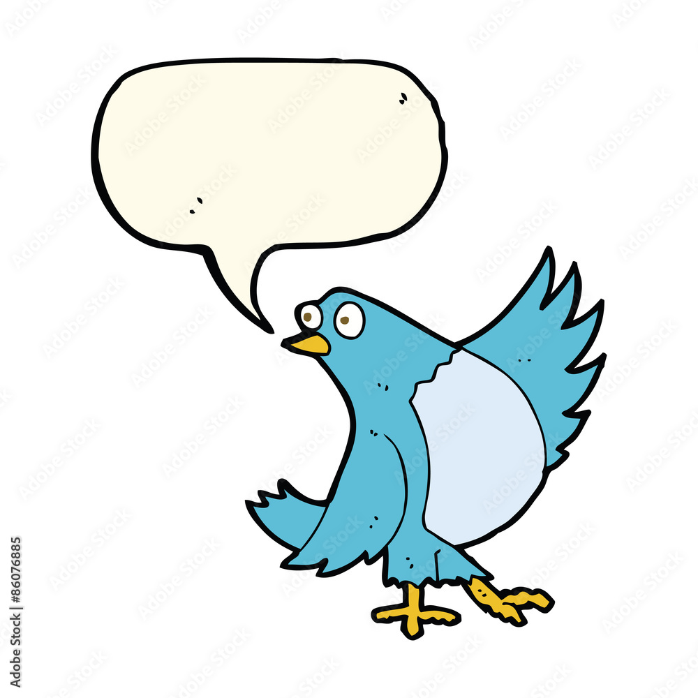 cartoon dancing bluebird with speech bubble cartoon dancing bluebird with speech bubble