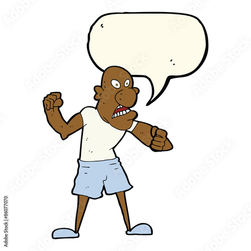 cartoon violent man with speech bubble