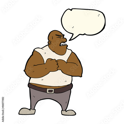 cartoon violent man with speech bubble