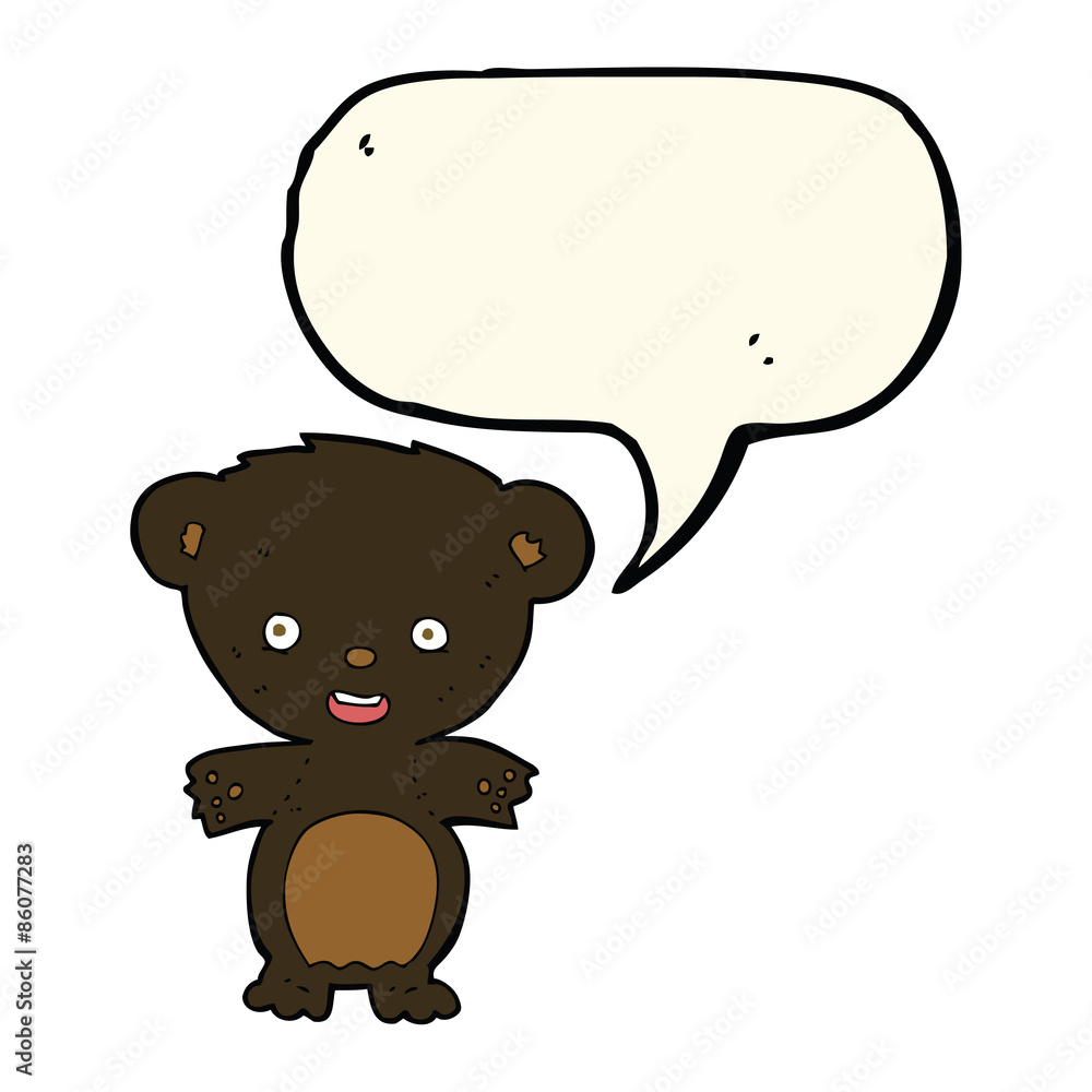 cartoon black bear with speech bubble cartoon black bear with speech bubble