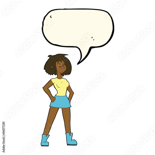 cartoon capable woman with speech bubble