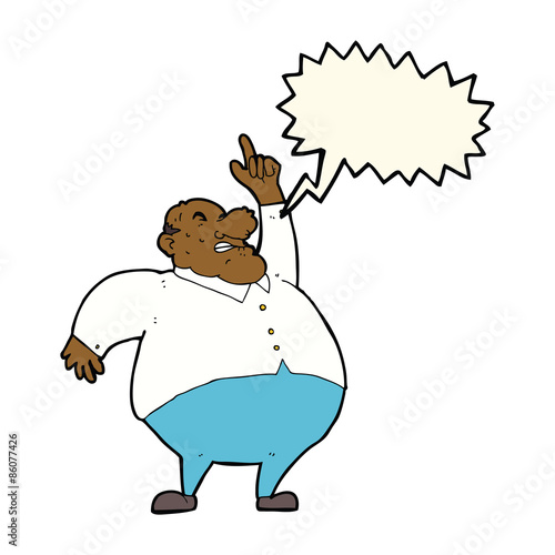 cartoon big fat boss with speech bubble