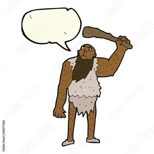 cartoon neanderthal with speech bubble
