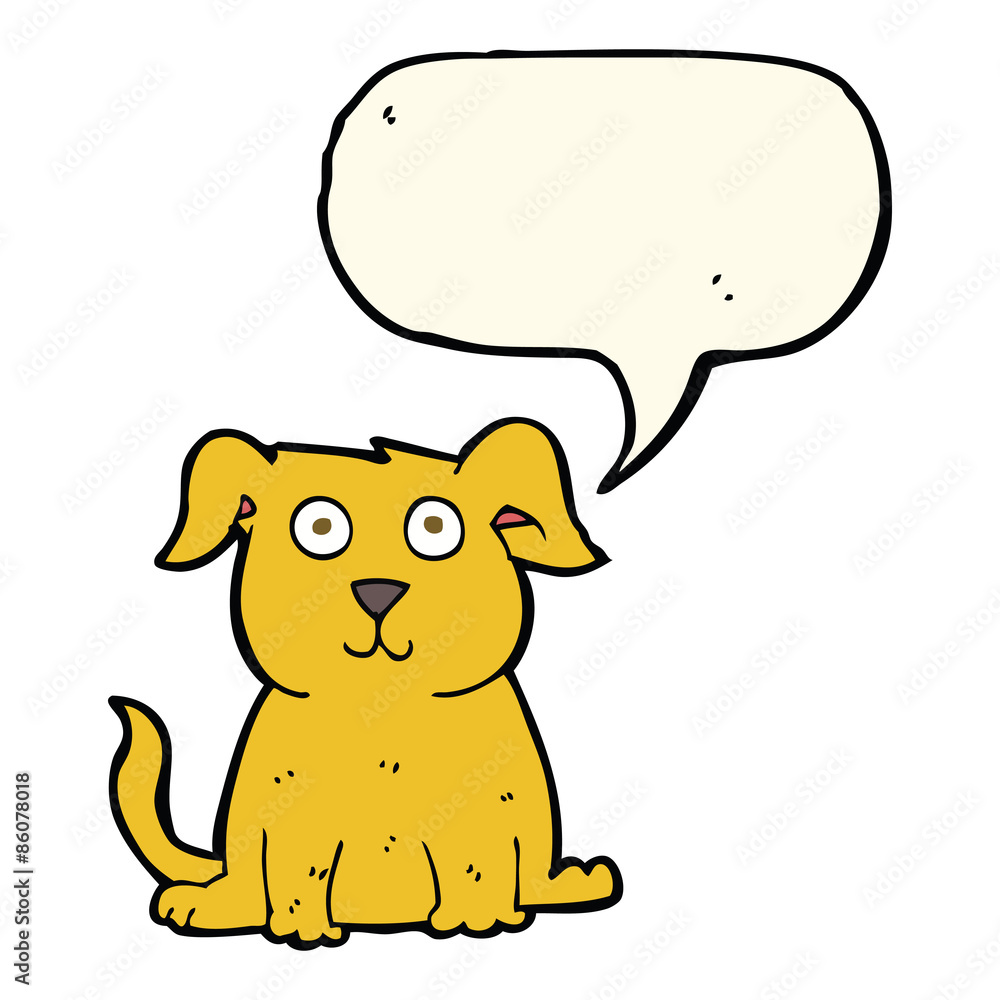 cartoon happy dog with speech bubble cartoon happy dog with speech bubble