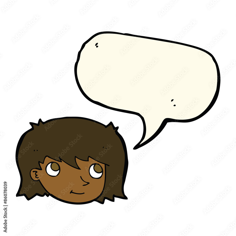 cartoon female face with speech bubble cartoon female face with speech bubble