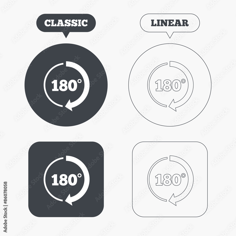 Angle 180 degrees sign icon. Geometry math symbol Angle 180 degrees sign icon. Geometry math symbol