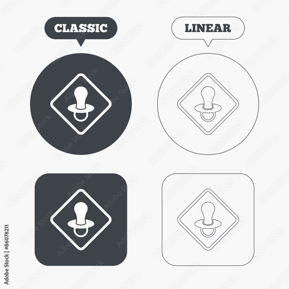 Baby on board sign icon. Infant caution symbol. Baby on board sign icon. Infant caution symbol.
