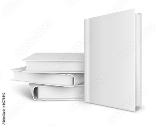 Book template with blank cover and pile of books. Eps10 vector