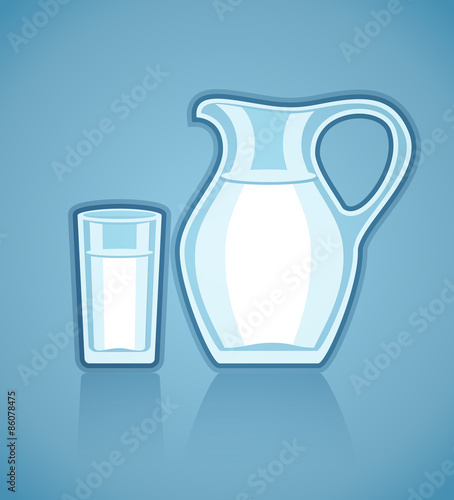 Jug and full glass with milk. Eps10 vector illustration
