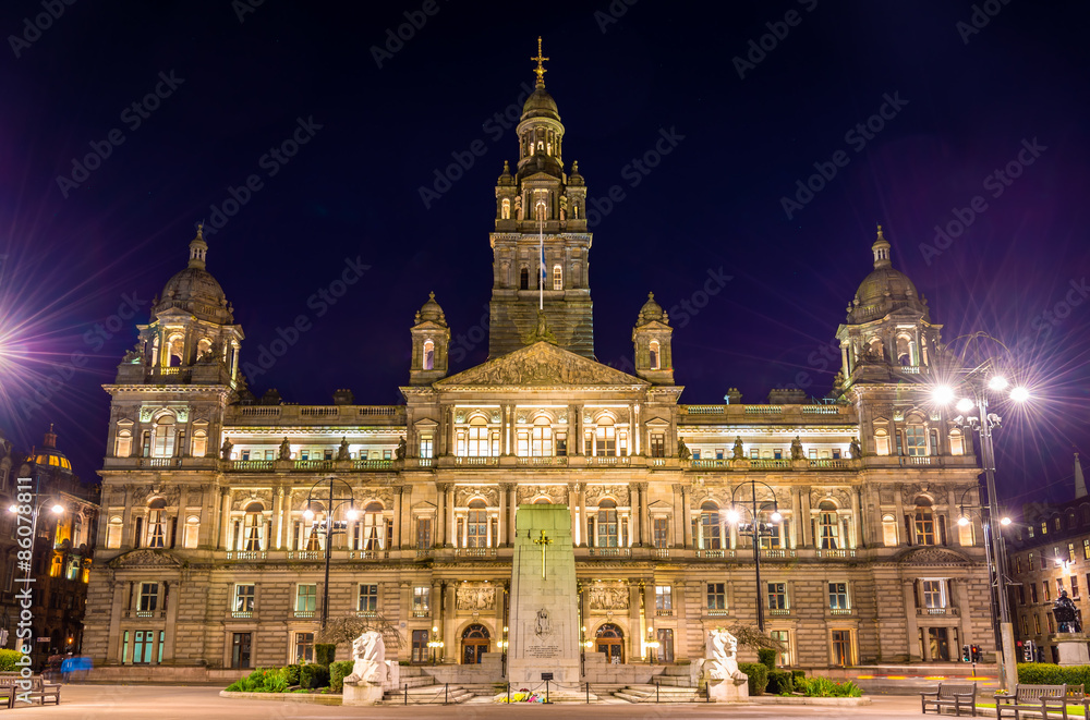 Glasgow City Chambers and Cenotaph War Memorial - Scotland