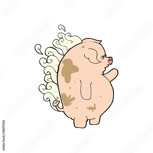 cartoon fat smelly pig