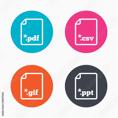 Document signs. File extensions symbols.