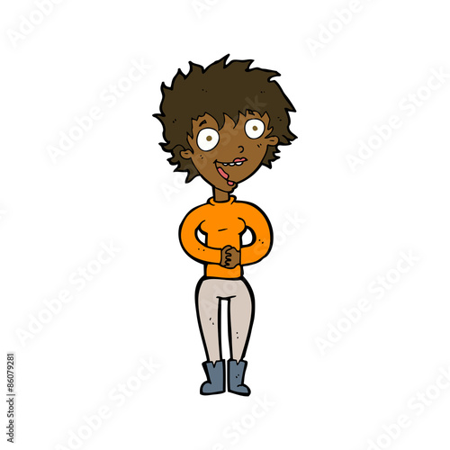 cartoon crazy excited woman