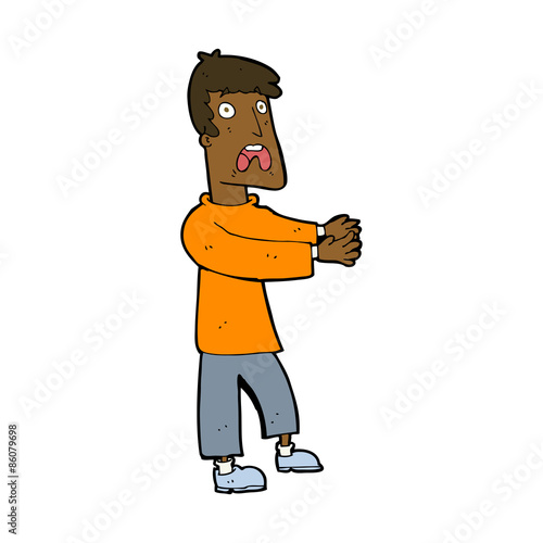cartoon terrified man