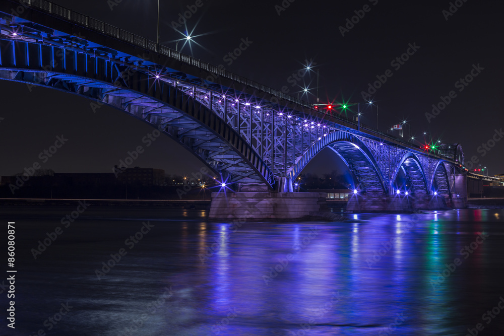 Peace Bridge Over Niagara River with Reflection