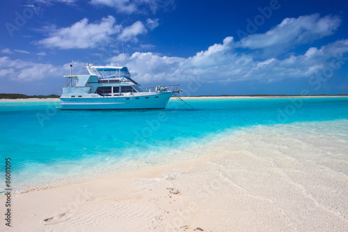  Luxury yacht in the Caribbean Sea of Bahamas