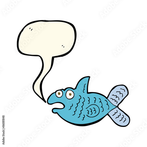 cartoon fish with speech bubble