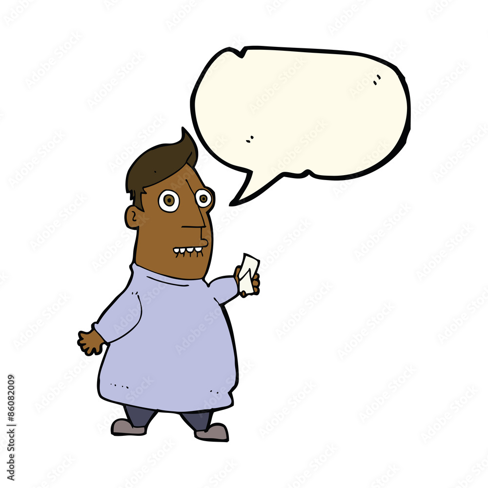 cartoon nervous man with tickets with speech bubble cartoon nervous man with tickets with speech bubble