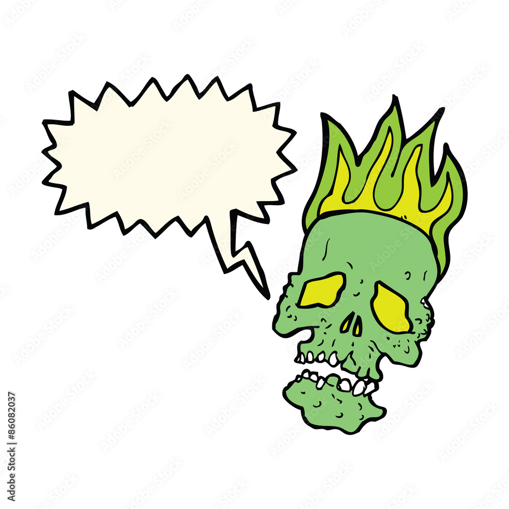 Obraz premium cartoon skull with speech bubble