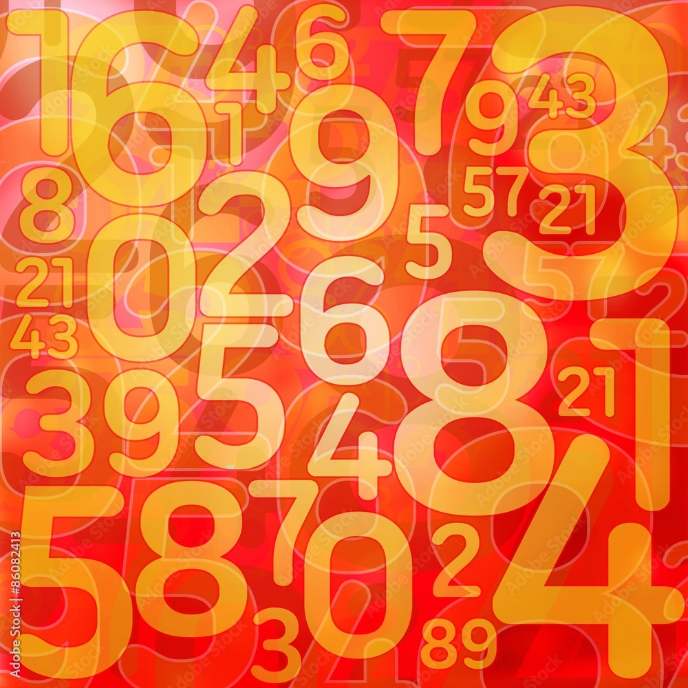 Numbers on red background Numbers on red background