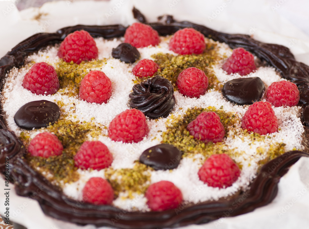 sweet vegan raw with red berries and cream sweet vegan raw with red berries and cream