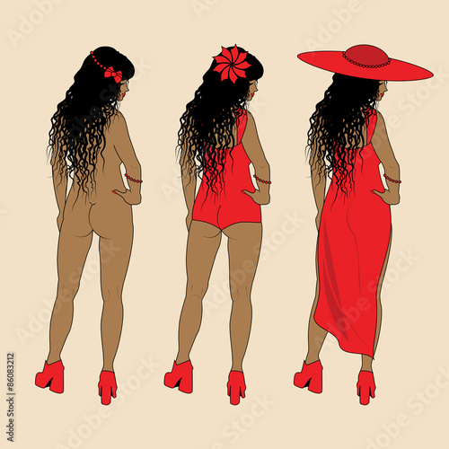 Collection of different woman silhouettes.