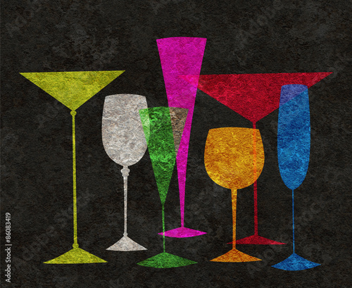 Stylized Drinks on a Black Background