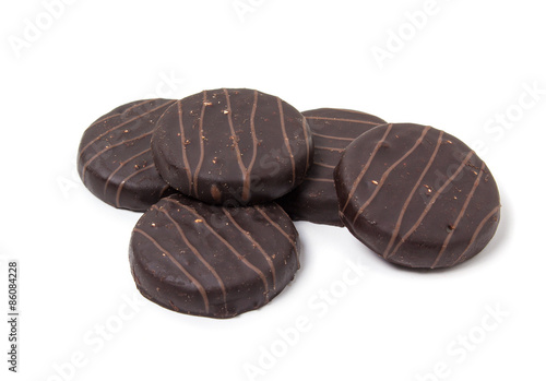 Cookies in chocolate glaze. Isolated on white background