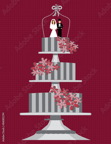 Hochzeitstorte dreistöckig mit Blumen